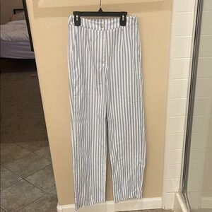 SHEIN Blue and White Striped Wide Leg Pants